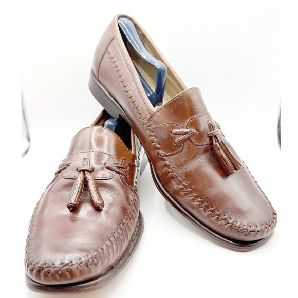 Nunn Bush Other - Nunn Bush Leather Loafers Mens 10 Cognac Tassel Accents Slip On Dress Shoes